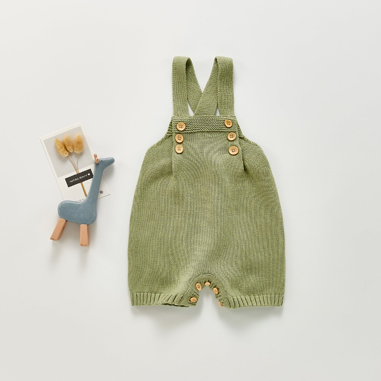 ins South Korea 2021 autumn male baby baby crawling clothing knitted bib pants three-color button climbing clothing