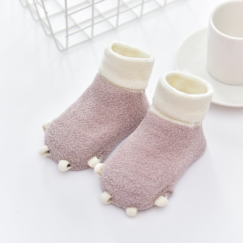 Autumn and winter baby socks terry socks paw socks non-slip dot glue floor socks baby socks spot wholesale