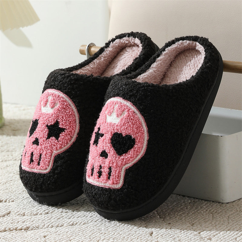 Halloween cross-border mushroom hot sale winter peach heart cotton slippers women wholesale indoor home rainbow plush warm slippers