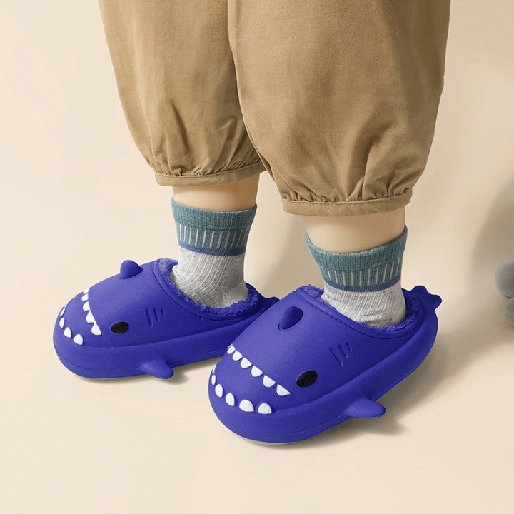 Children's eva slippers autumn and winter soft bottom home three-dimensional cartoon shark cotton drag indoor baby waterproof thick bottom slippers