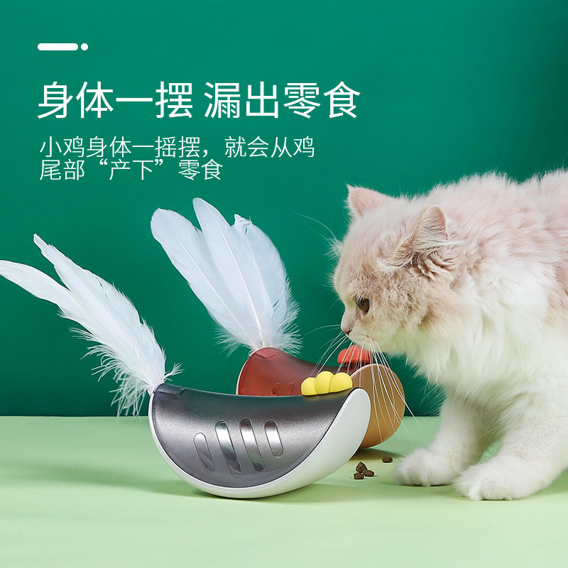 New pet supplies cat toys tumbler with cat teaser feather cat feeder swing chicken feeder toy
