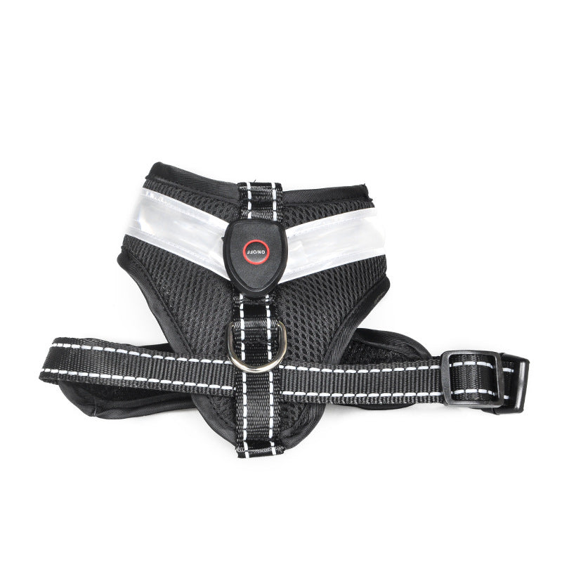 Dog luminous vest LED pet luminous chest harness cat night fluorescent flash clothes factory direct supply