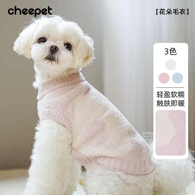 Fun pie Cheepet flower sweater pet clothing autumn and winter dog clothes sweater Teddy small dog