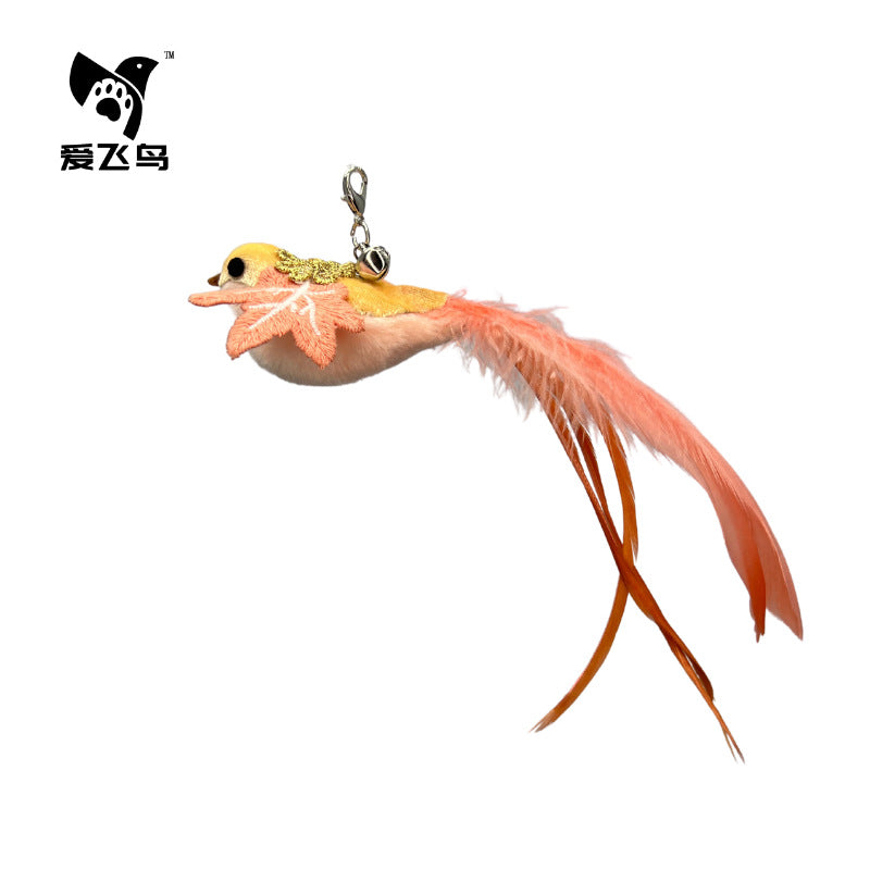 Love Bird Cat Toy Colorful Feather Bird Steel Wire Long Rod Amusing Cat Stick Replacement Head Self-Hi Bite-resistant Pet Toy