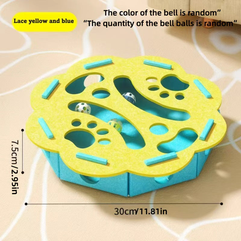 Cat Toy Self-entertainment Boredom Relief Artifact Kitten Pet Cat Puzzle Maze Hole Felt Box Cat Bell Ball