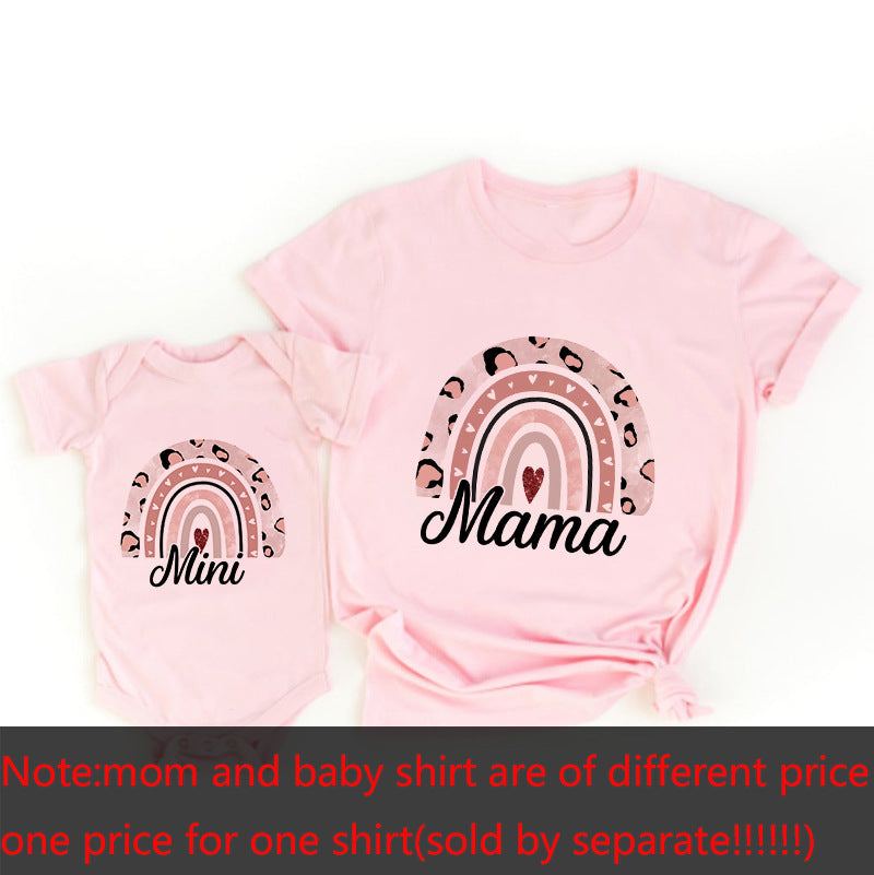 Parent-child summer clothes for a family of three 2022 new pure cotton baby mother and daughter clothes baby fart clothes family clothes T-shirt