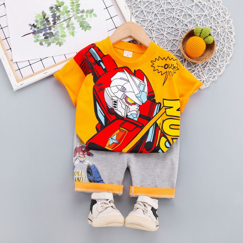 2023 children's clothing summer new style children's clothing boys baby infant suit T-shirt short-sleeved two-piece suit Korean version cross-border