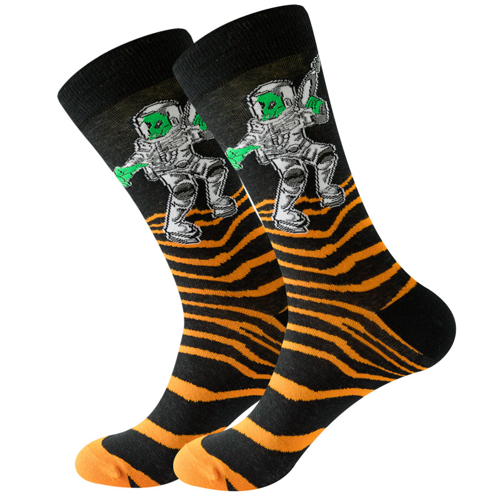 Original design Amazon autumn and winter animal socks astronaut men's socks geometric women's socks Halloween mid-calf socks