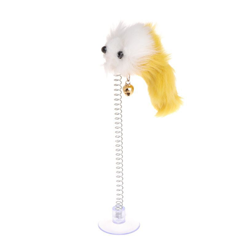 Yiwu cat toy factory Haqi pet Amazon cross-border suction cup spring bell mouse self-entertainment cat