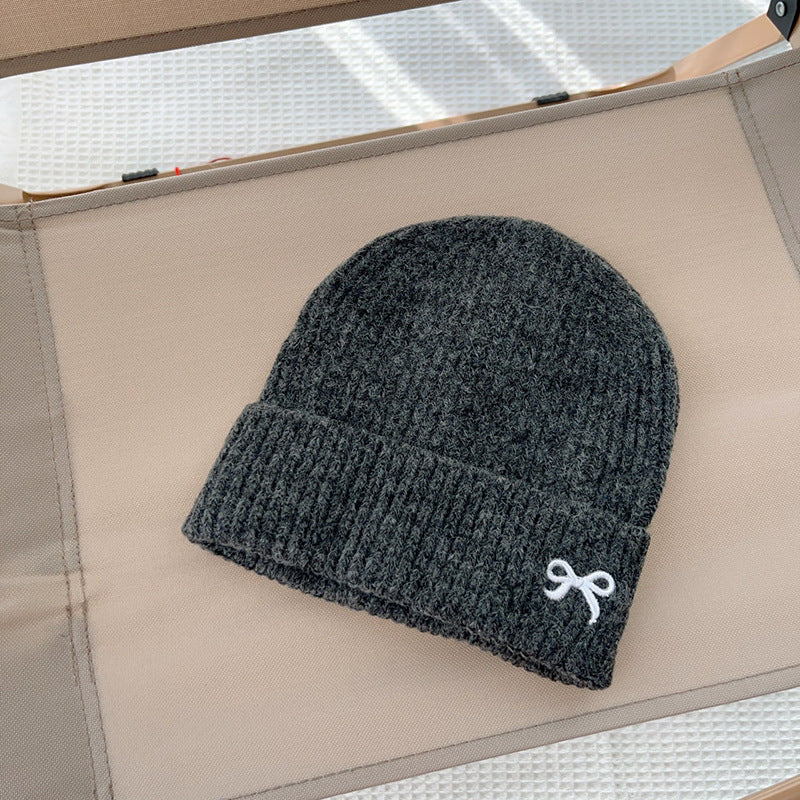 2025 new children's knitted hat winter embroidery cotton yarn hat baby girl casual all-match outdoor warm cold hat