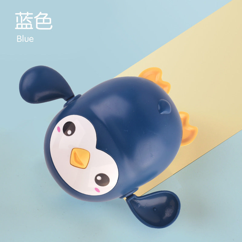 Douyin hot selling children's bathroom water swimming little penguin crab chain cool swim baby bath water toys