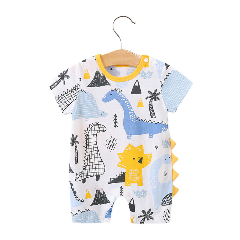 Baby jumpsuit summer clothes baby short-sleeved clothes ins style newborn cartoon animal crawling cotton romper
