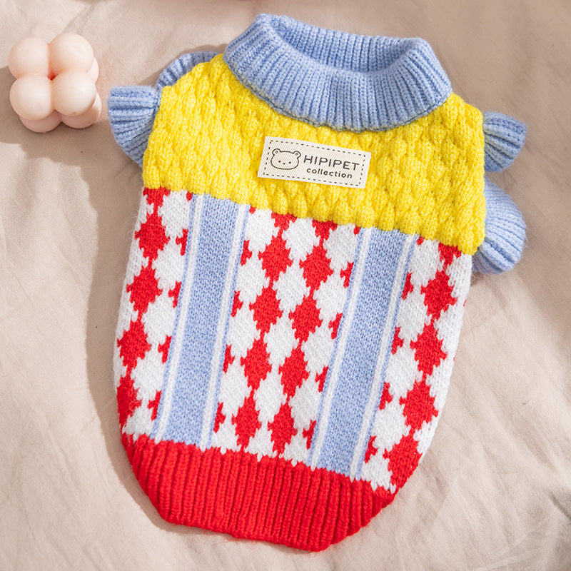 Autumn and winter joint cat clothes thick warm pullover sweater Teddy dog two-legged clothes pet clothes