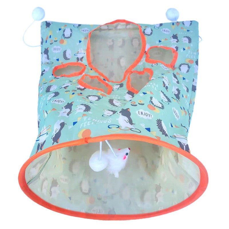 Cat Tunnel Cartoon Straight Foldable Cat Toy Self-Entertainment Easy Storage Boredom Relief Cat Channel Pet Supplies Wholesale