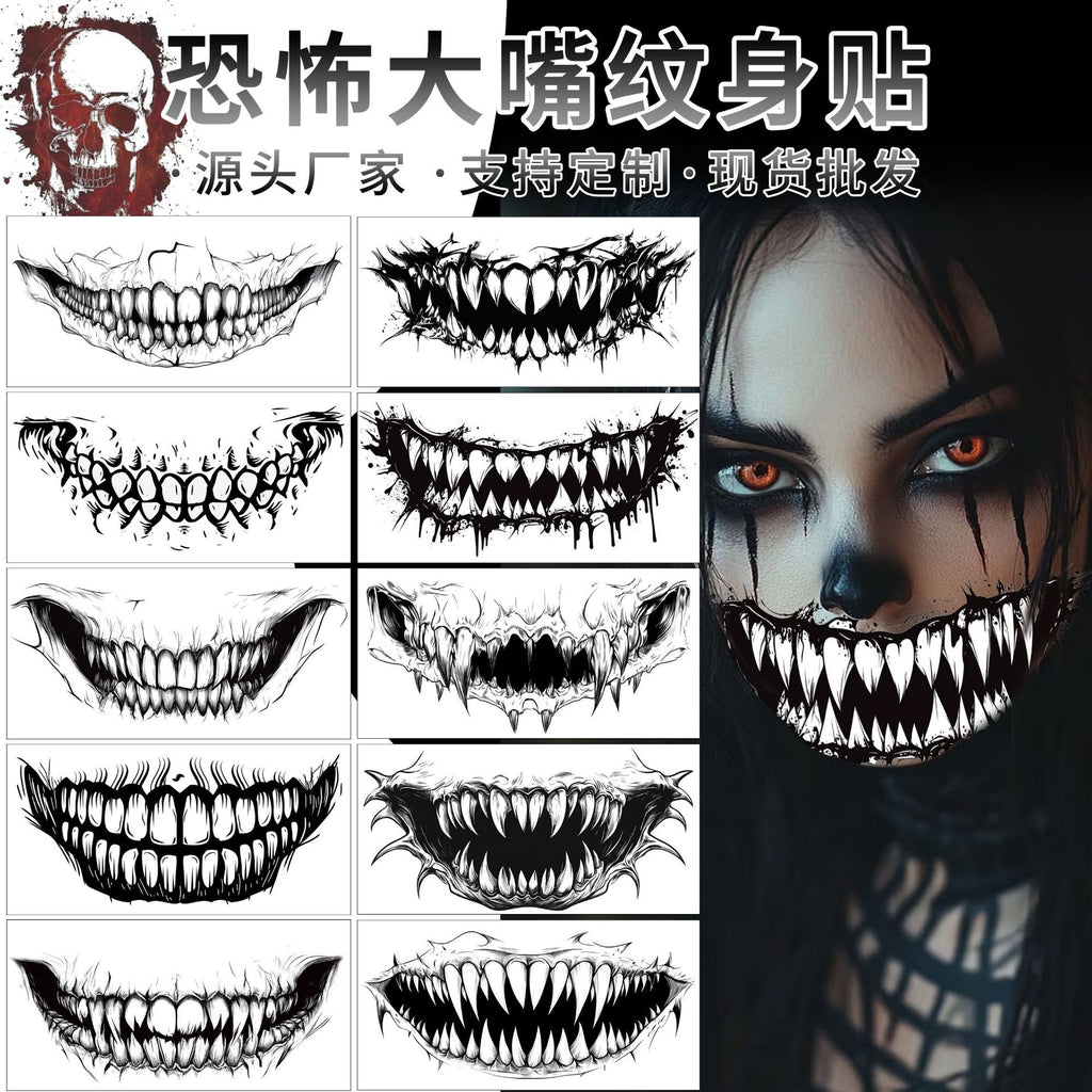 New foreign trade Halloween mouth tattoo stickers party horror makeup horror funny lip makeup DIY mouth stickers