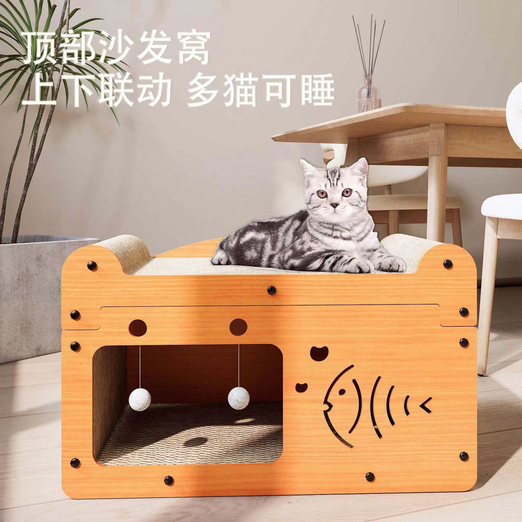 New cat scratching board cat bed integrated wear-resistant scratch-resistant vertical cat claw board cat tunnel toy pet supplies wholesale