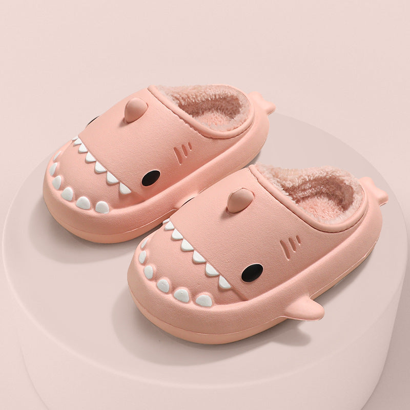 Children's eva slippers autumn and winter soft bottom home three-dimensional cartoon shark cotton drag indoor baby waterproof thick bottom slippers