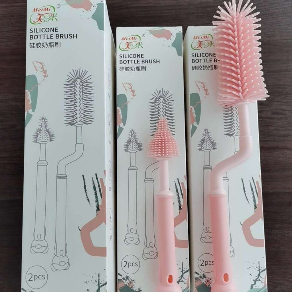 Multifunctional baby silicone bottle brush 360 degree rotating baby long handle pacifier brush can hang cup cleaning brush
