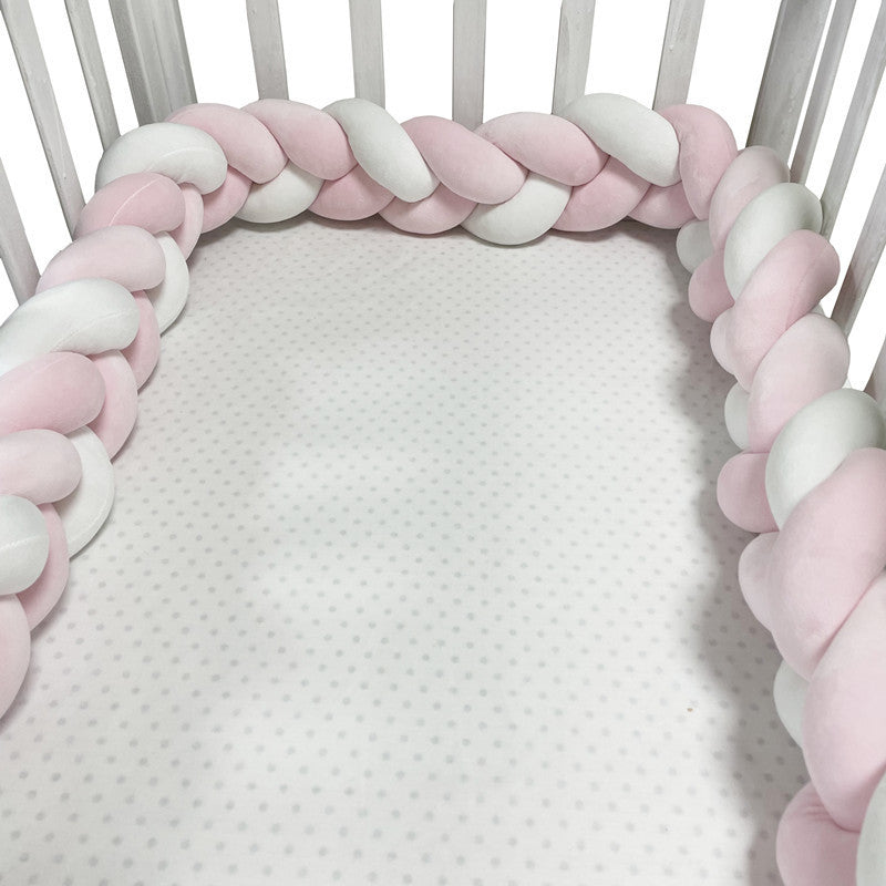 Baby crib surround ins new hand-woven long knotted ball three-strand braid anti-collision soft bag baby crib surround
