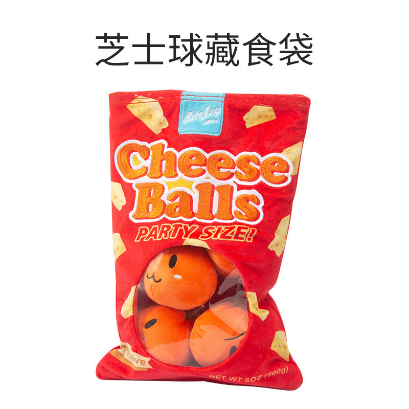 Amazon cross-border pet food and play bag in stock American hamburger cheese set sound plush sniffing dog toy