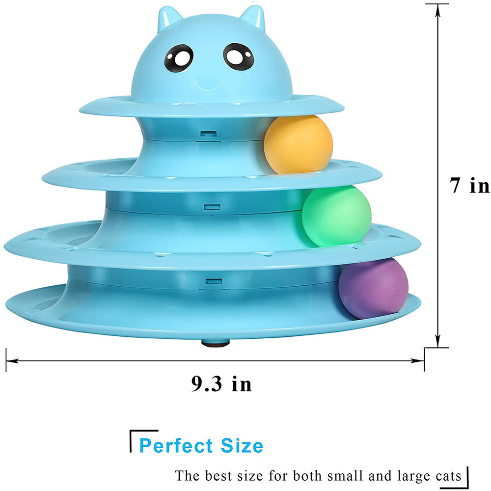Cross-border manufacturers spot new pet toys cat three-layer cat turntable self-hey fun bell toy ball