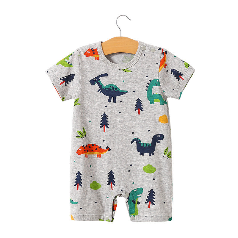Baby jumpsuit summer clothes baby short-sleeved clothes ins style newborn cartoon animal crawling cotton romper