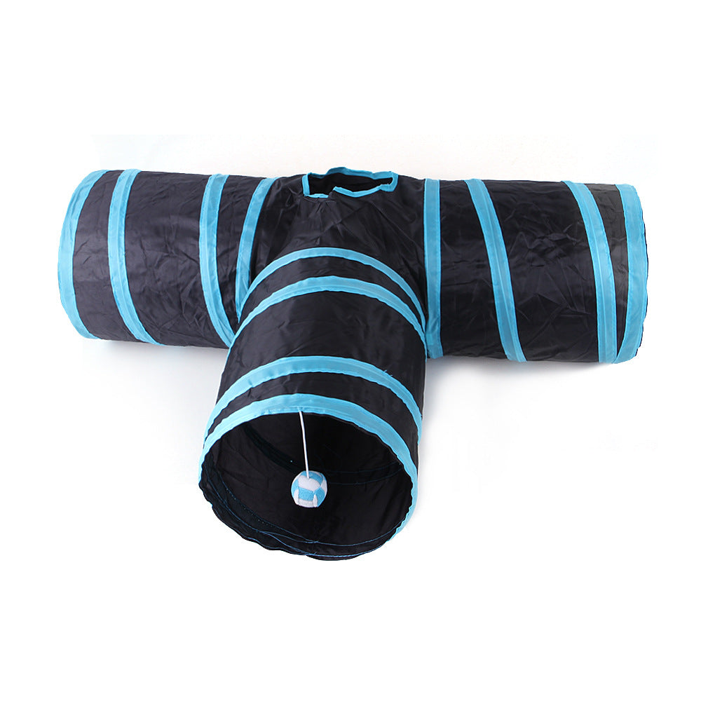 Manufacturer pet products cat single-layer tee tunnel intellectual cat toy drill barrel foldable cat channel