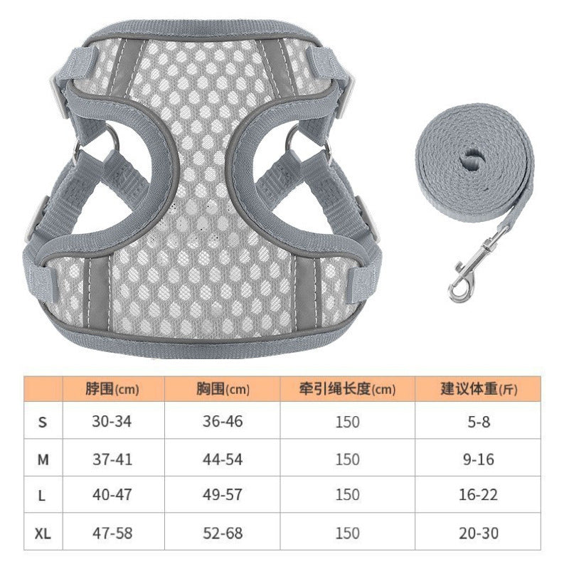 Pet leash, dog harness for outdoor use, pet clothes, dog leash, half-pack cat leash