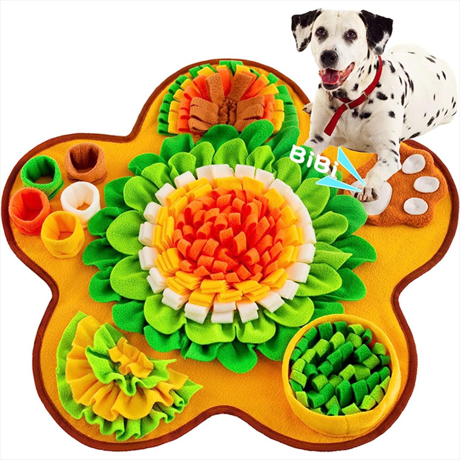 Pet Sniffing Mat Dog Sniffing Mat Toy Slow Eating Blanket Food Hiding Puzzle Sound Squeaky Flower Type