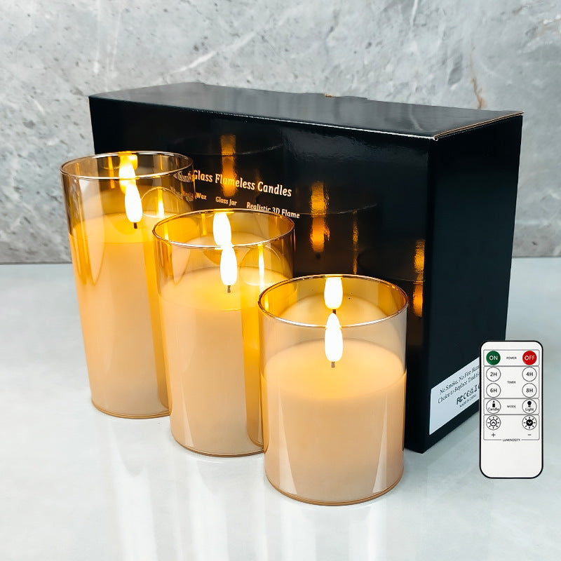 Glass shell electronic candle lamp with replaceable battery party romantic atmosphere lamp Christmas Halloween decoration lamp