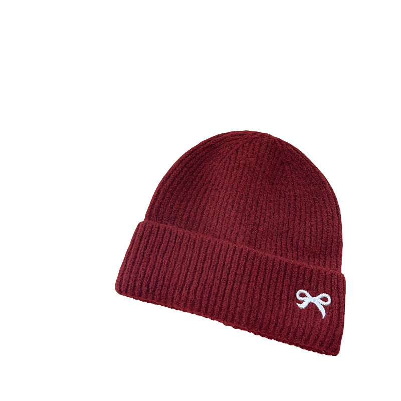 2025 new children's knitted hat winter embroidery cotton yarn hat baby girl casual all-match outdoor warm cold hat