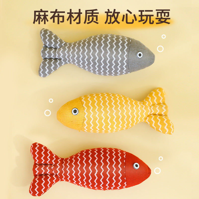 Extra Large Pet Catnip Fish Toy Cat Toy Cat Toy Cat Sackcloth Fish Self-Hi Catnip Doll Cat Toy