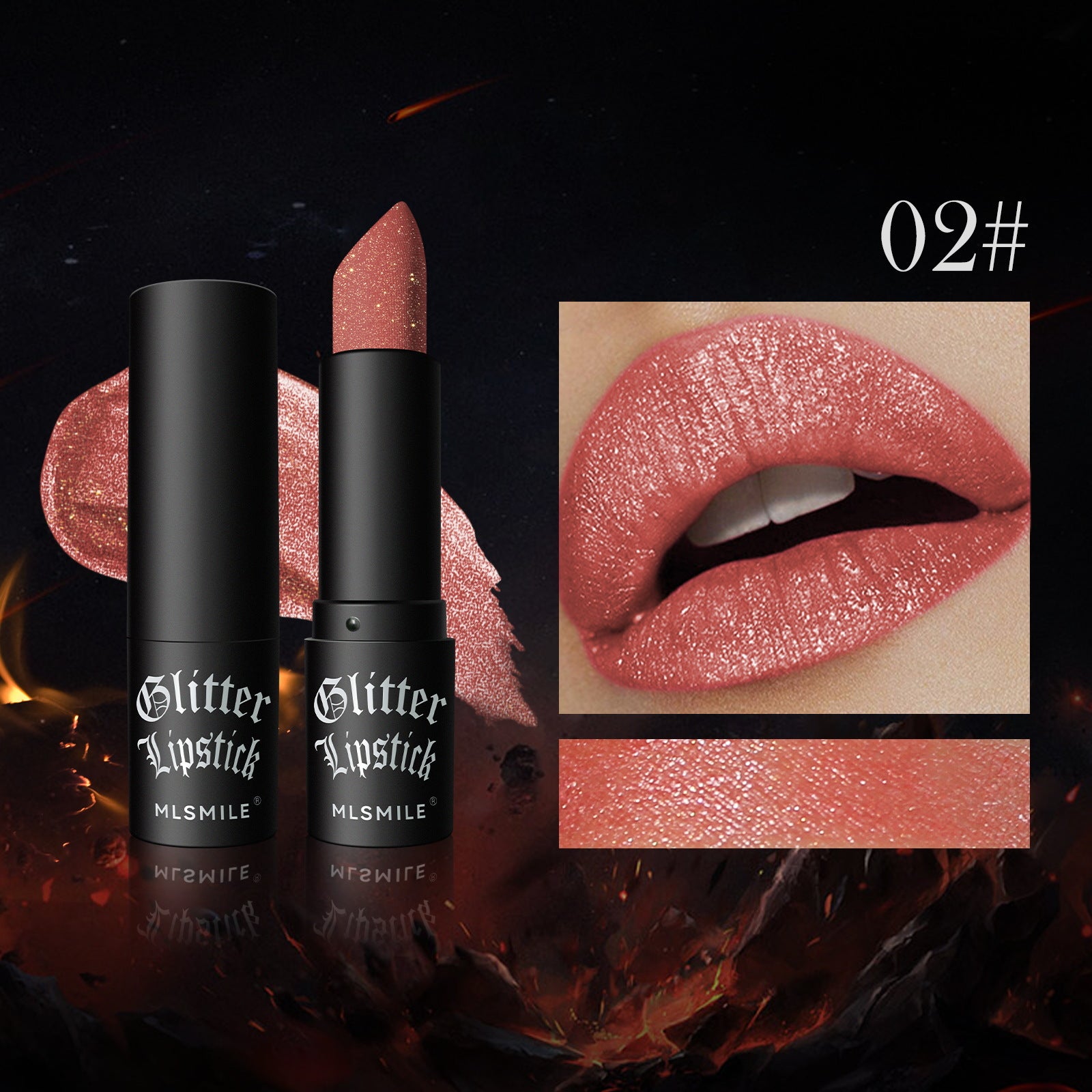 MLSMILE cross-border non-stick matte lipstick flash diamond lipstick lipstick Halloween dark vampire makeup