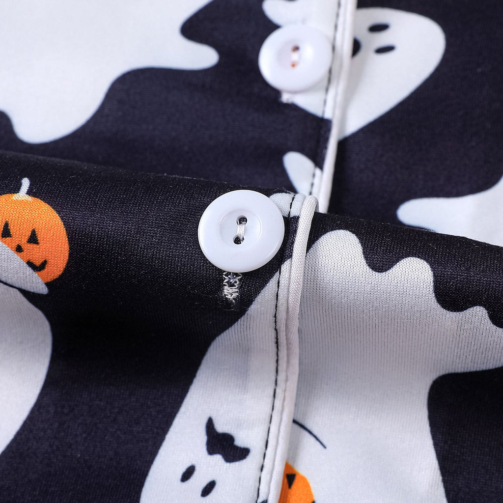 Cross-border foreign trade new European and American women's pajamas Halloween print lapel short-sleeved shorts European and American home clothes suit