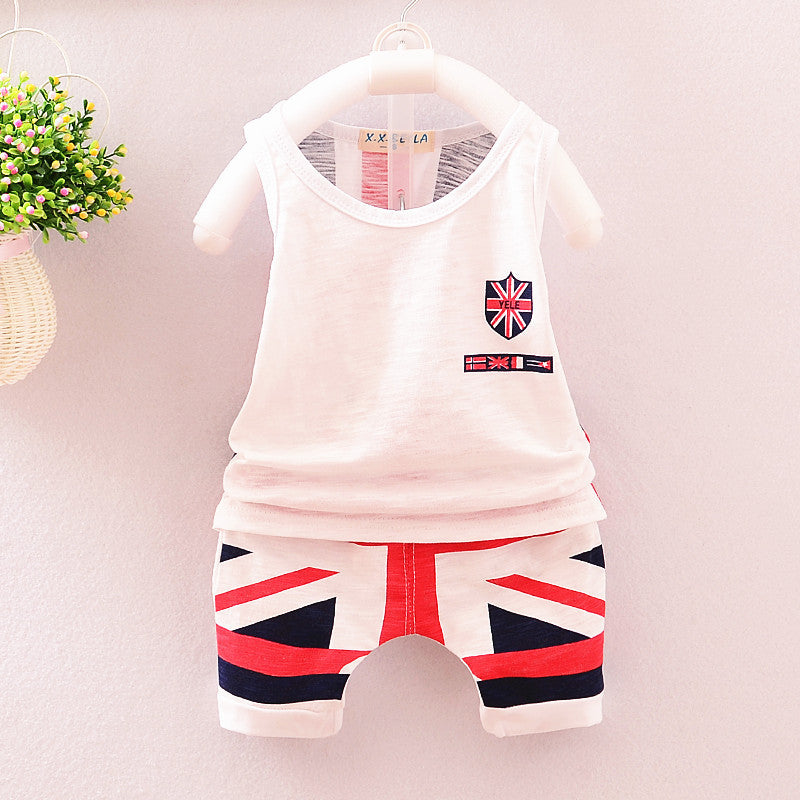 Korean children's clothing summer clothes girls summer cartoon flower vest suit 0-4 years old baby girl shorts two-piece suit trendy
