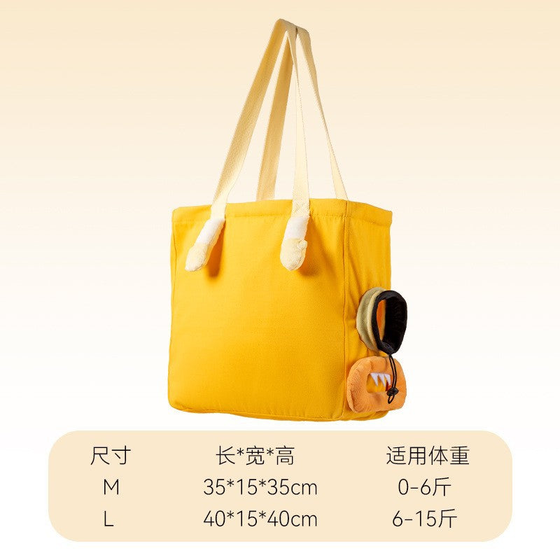 Small bee animal shape pet going out bag with exposed head shoulder bag for kittens and dogs portable cat bag pet backpack