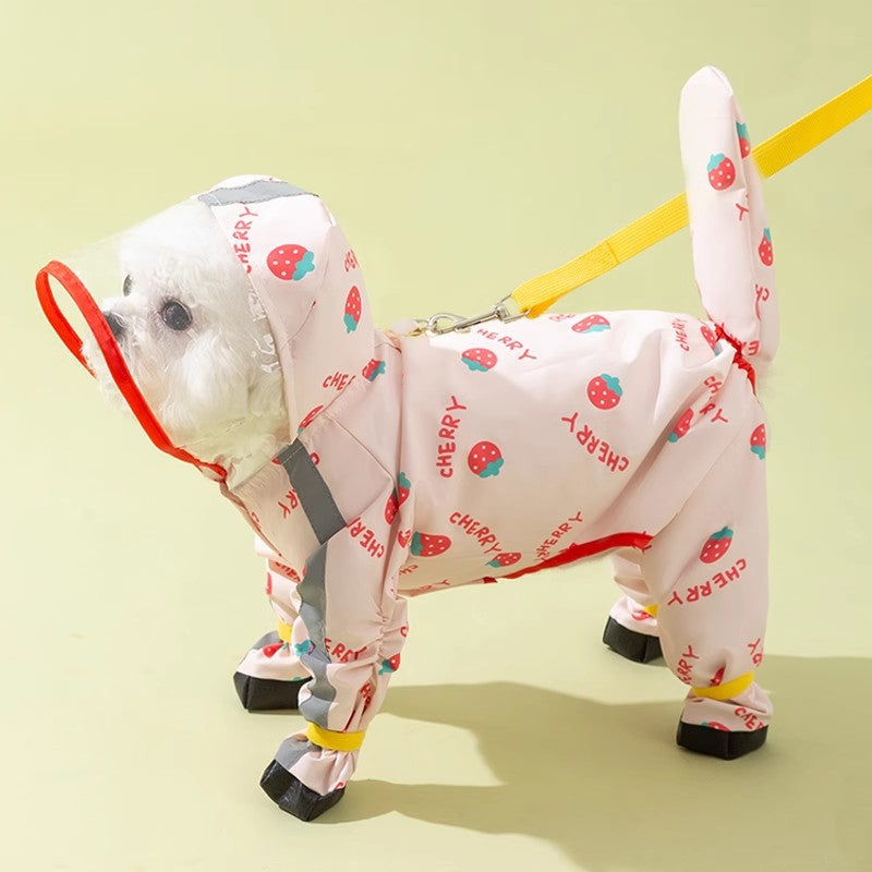 Puppy dog raincoat four-legged waterproof all-inclusive Teddy raincoat pet rain clothes for small and medium-sized dogs Bichon Pomeranian