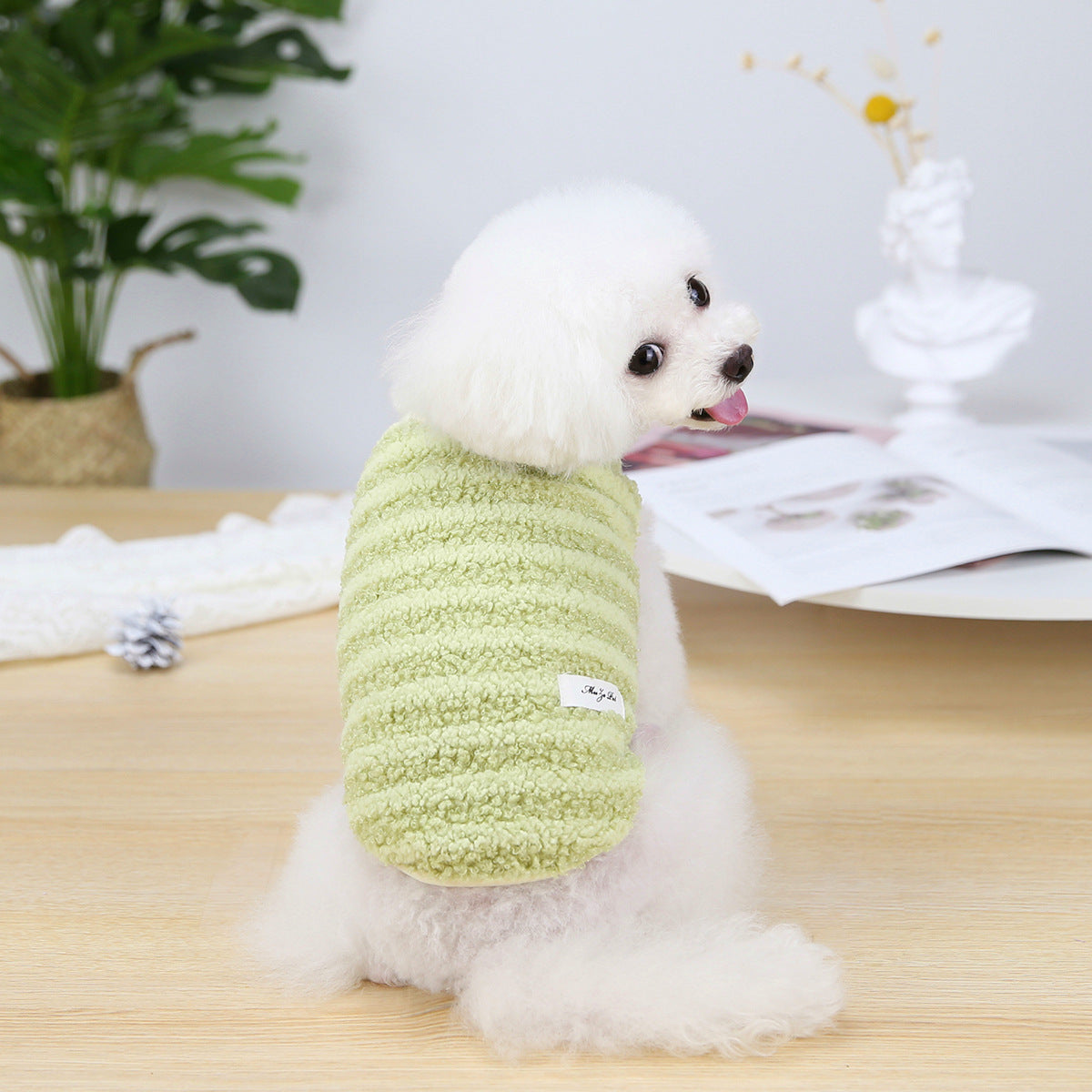 Autumn and winter small dog clothes pet Teddy Bichon striped vest pet clothing cat clothing plus velvet wholesale