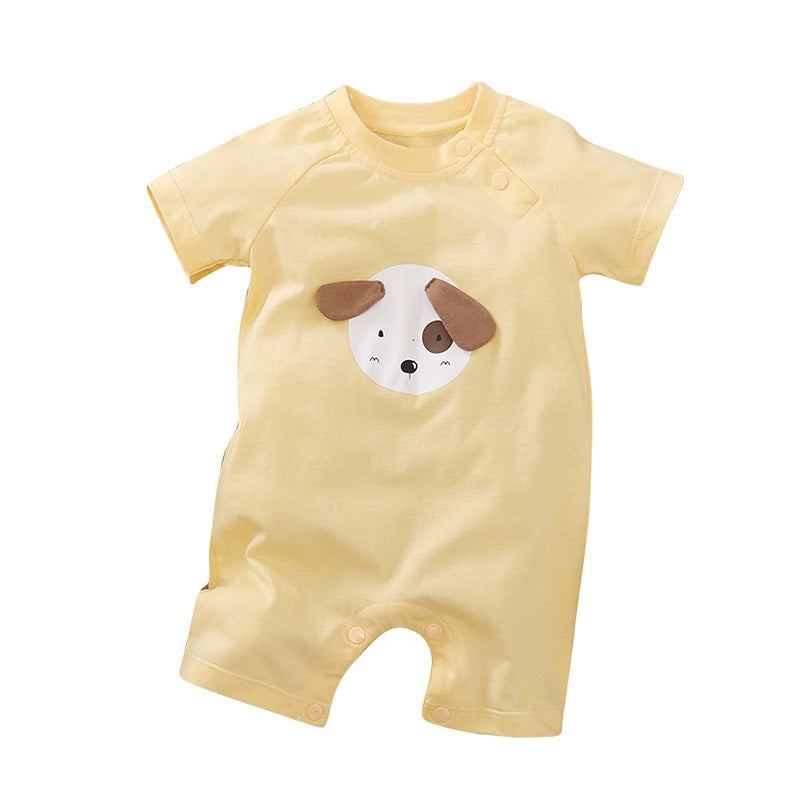Baby jumpsuit summer clothes baby short-sleeved clothes ins style newborn cartoon animal crawling cotton romper