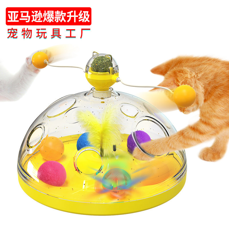 New Amazon pet supplies manufacturers wholesale company cat teaser stick treasure box cat windmill mint ball toy
