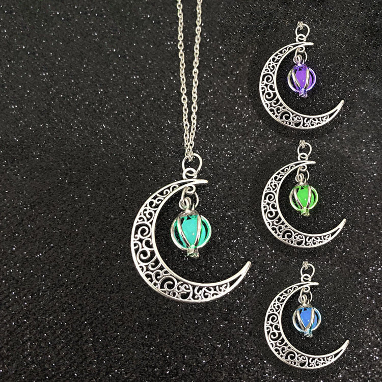 European and American explosion models luminous moon pumpkin creative pendant Luminous women's necklace Christmas Halloween gift jewelry
