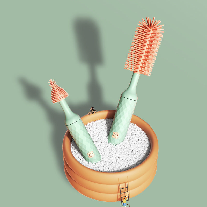 Electric bottle brush pacifier brush cleaning brush set intelligent 360 degree rotating baby long handle cup brush