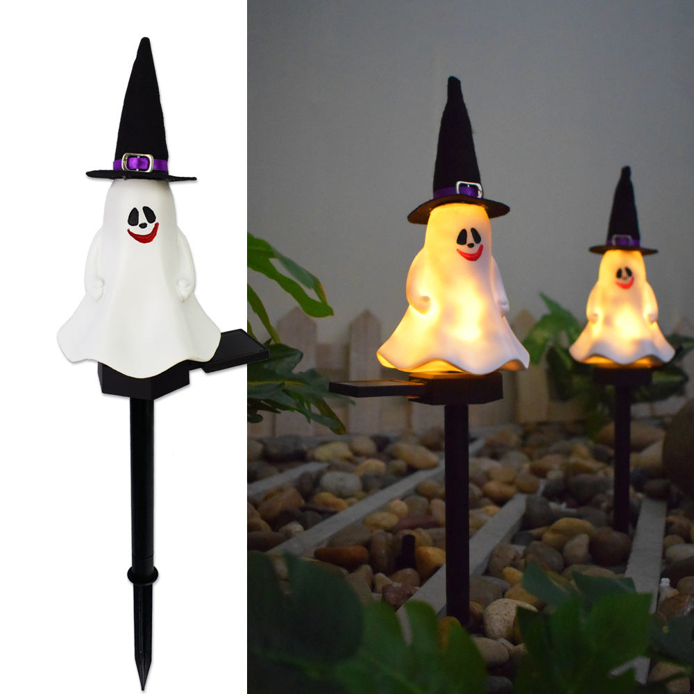 New solar outdoor courtyard Halloween pumpkin lantern resin craft garden ghost festival atmosphere decoration ground plug