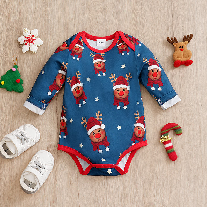 Autumn and winter Christmas baby jumpsuit baby clothes long-sleeved newborn crawling clothes baby Christmas clothing cross-border
