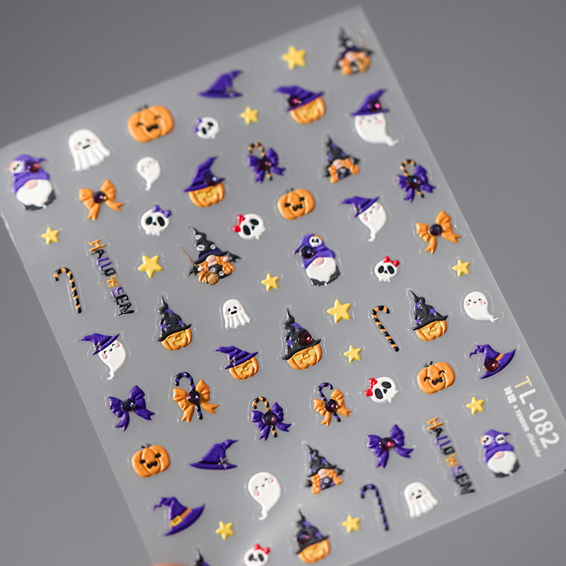 tensor new process Halloween pumpkin nail stickers ins adhesive nail stickers exquisite diamond series TL-079