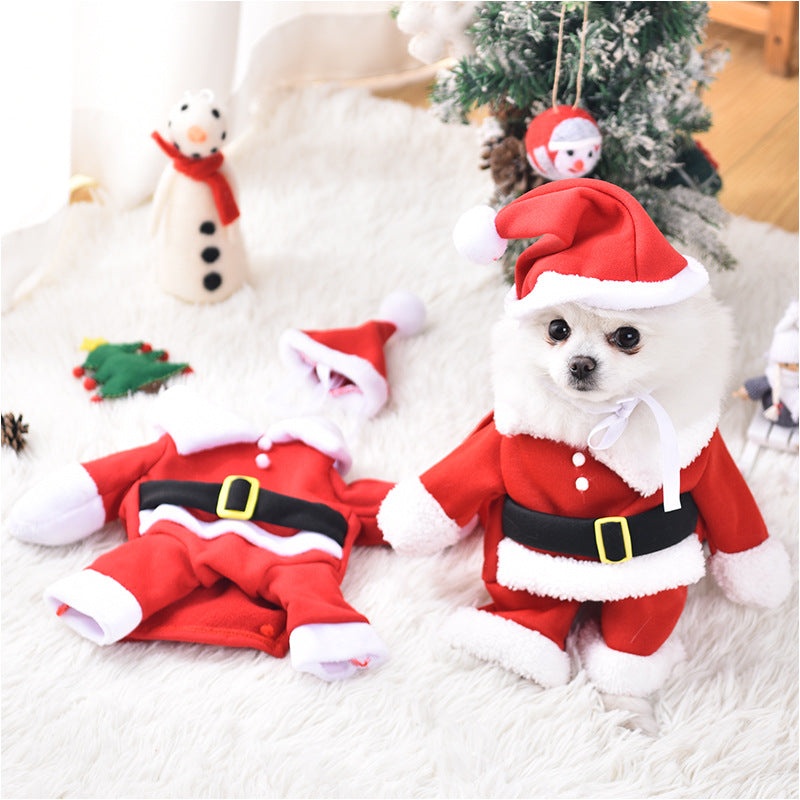 Dog Christmas clothes autumn and winter upright clothes pet cat transformation clothes Teddy Bichon small dog clothes wholesale