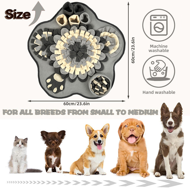 Pet Sniffing Mat Dog Sniffing Mat Toy Slow Eating Blanket Food Hiding Puzzle Sound Squeaky Flower Type