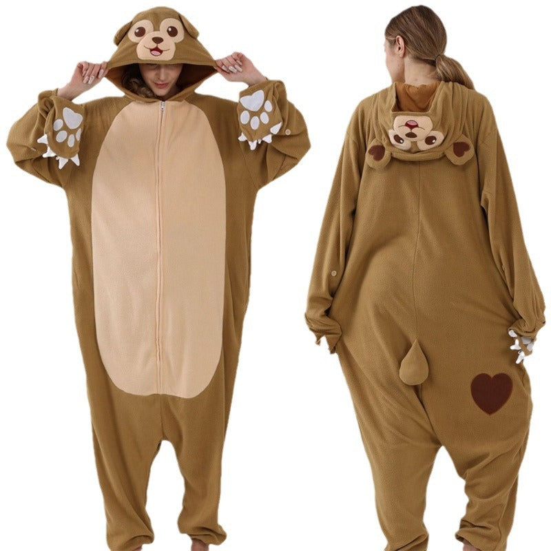 Salamander dragon taming tiger shark lion brown monkey Teletubbies adult cartoon one-piece pajamas Halloween cosp