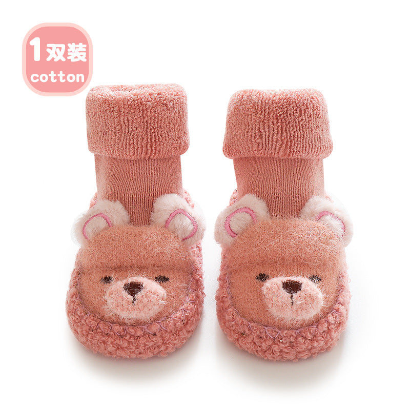 2023 Autumn and Winter New Baby Floor Socks Cute Cartoon Baby Bear Indoor Non-Slip Cooling Men's and Women's Toddler Shoes and Socks