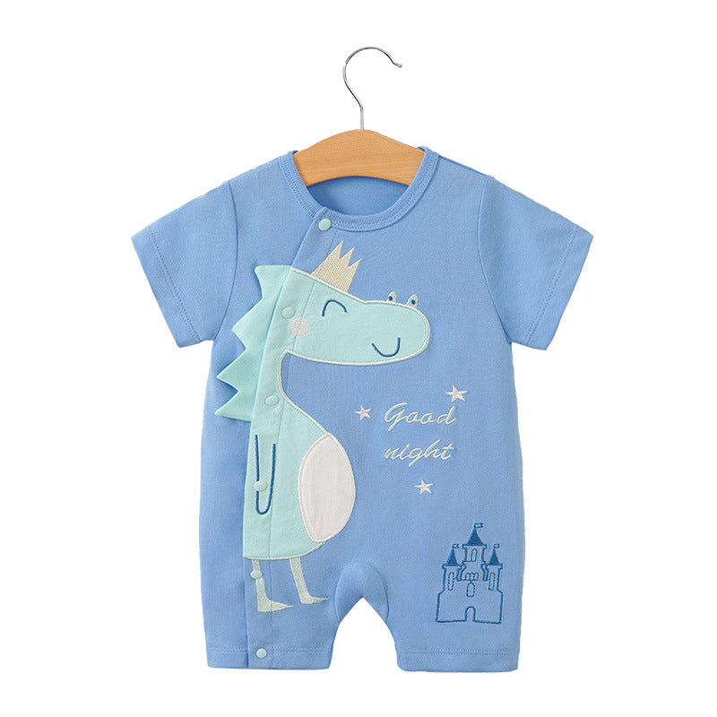 Baby jumpsuit summer clothes baby short-sleeved clothes ins style newborn cartoon animal crawling cotton romper